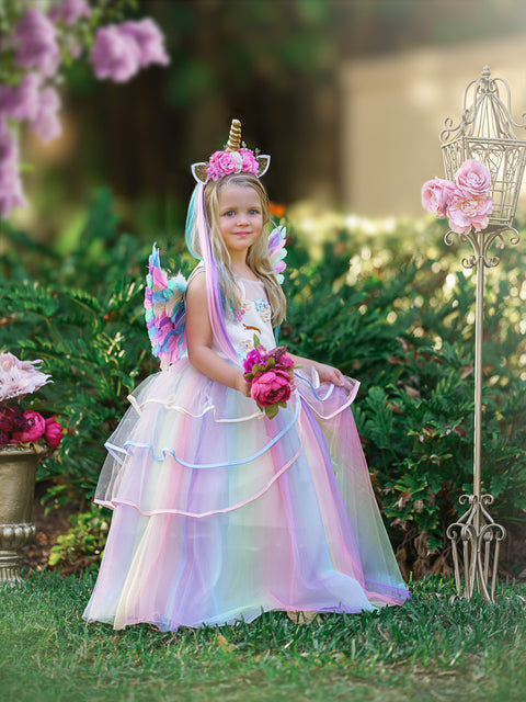 Unicorn Tutu Dress Rainbow Tulle Dress Girls Party Birthday Costume READY TO SHIP