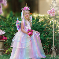 Rainbow Unicorn Princess Tutu Dress – Tulle Gown with Optional Pegasus Wings, Alicorn Headband & LED Light-Up Petticoat