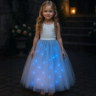 Cinderella-Inspired Blue Gown – Sequined Accents & Lace Bodice