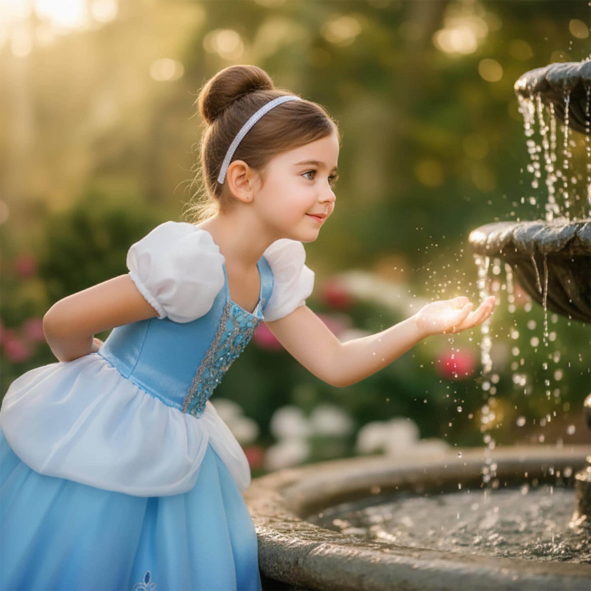 Cinderella Dress: Blue Ball Gown with Sequin Cape & Accessories