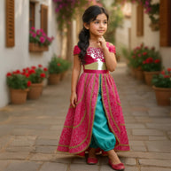 Jasmine-Inspired Princess Dress – Magenta & Teal Boutique Costume with Accessories for Birthdays, and Theme parks.