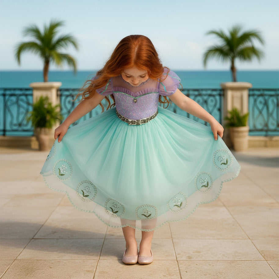 Little Mermaid Ariel Inspired Princess Dress Up Costume Set - Birthday, Party, Christmas, Holiday Gift