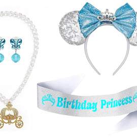 Cinderella-Inspired Blue Gown – Sequined Accents & Lace Bodice
