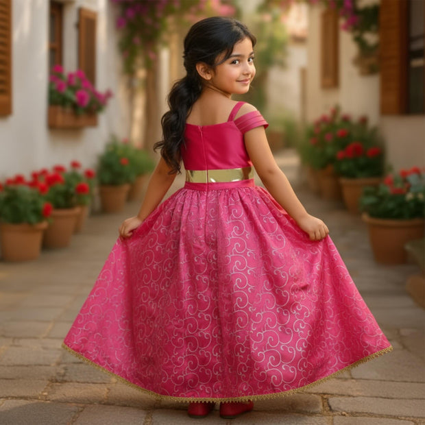 Jasmine-Inspired Princess Dress – Magenta & Teal Boutique Costume with Accessories for Birthdays, and Theme parks.