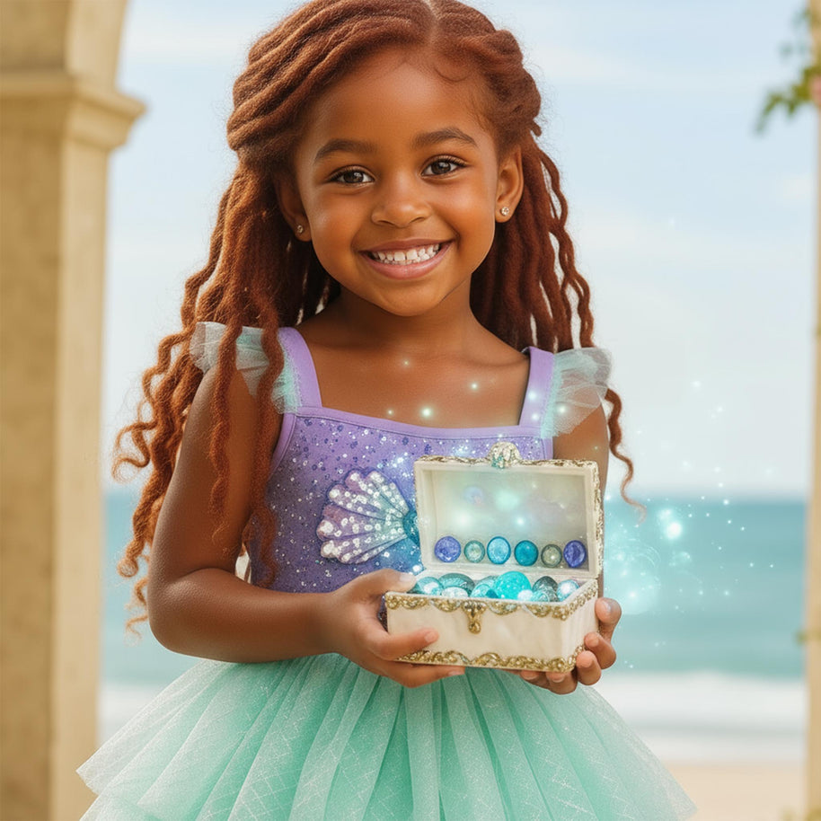 Little Mermaid Ariel Inspired Princess Dress Up Costume Set - Birthday, Party, Christmas, Holiday Gift