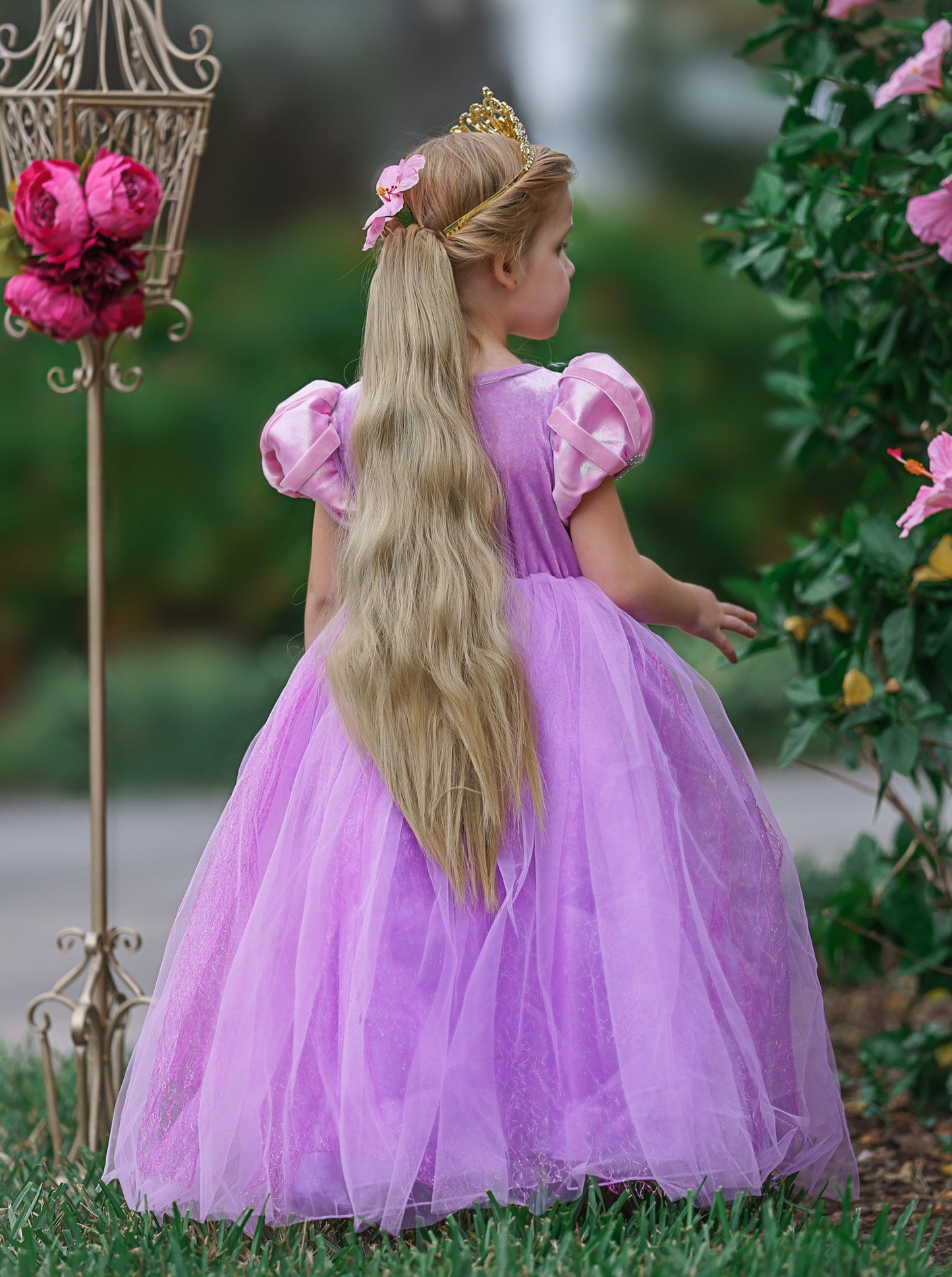 Disney Inspired Rapunzel Princess Dress Costume Set, Birthday Party Dress For Girls With Crown, Ball Gown, Dress Up, Rapunzel