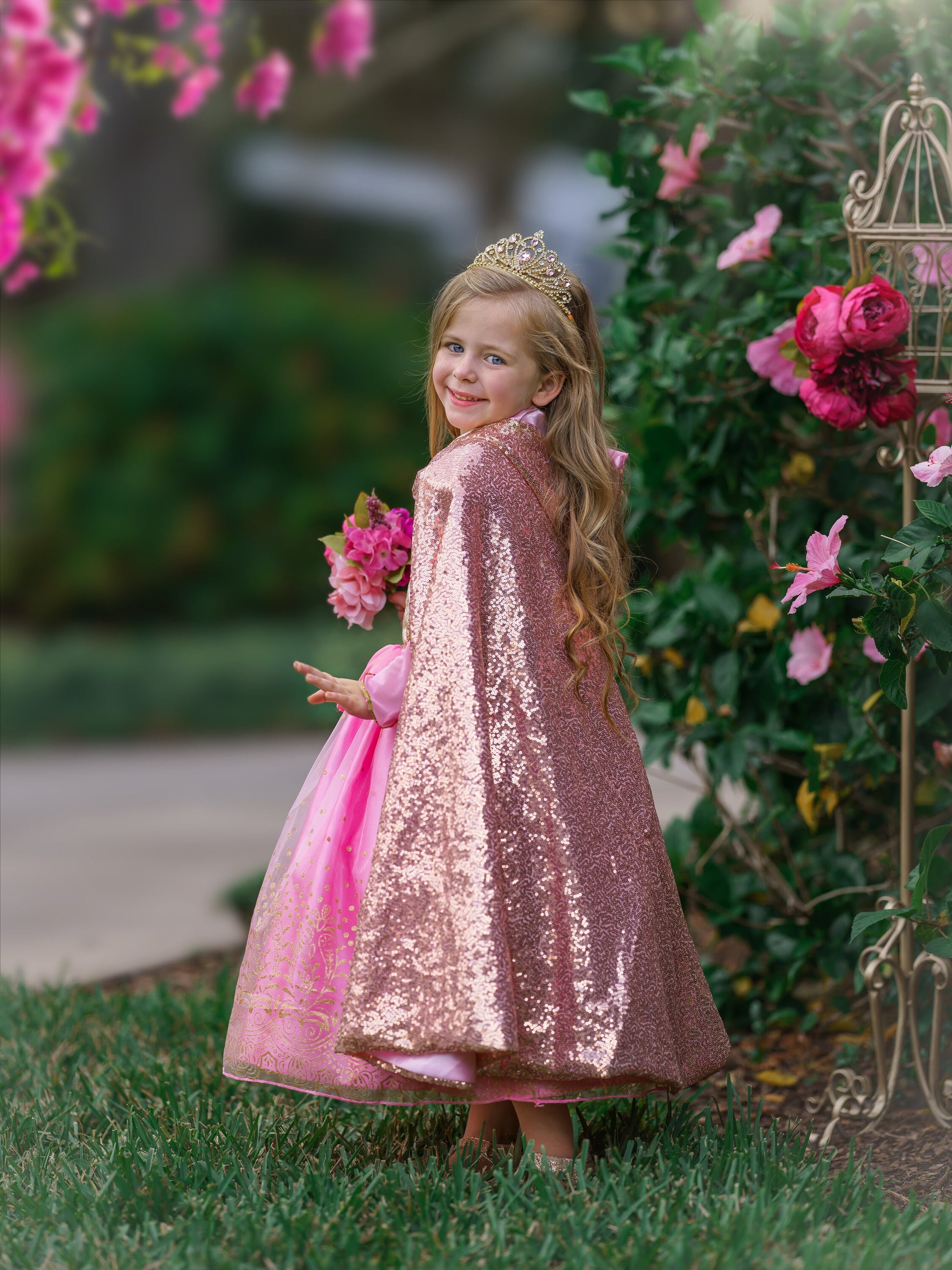 Sleeping Beauty Inspired Princess Ball Gown Dress-Up Set, Ideal for Girls' Birthday Parties, Christmas Gift