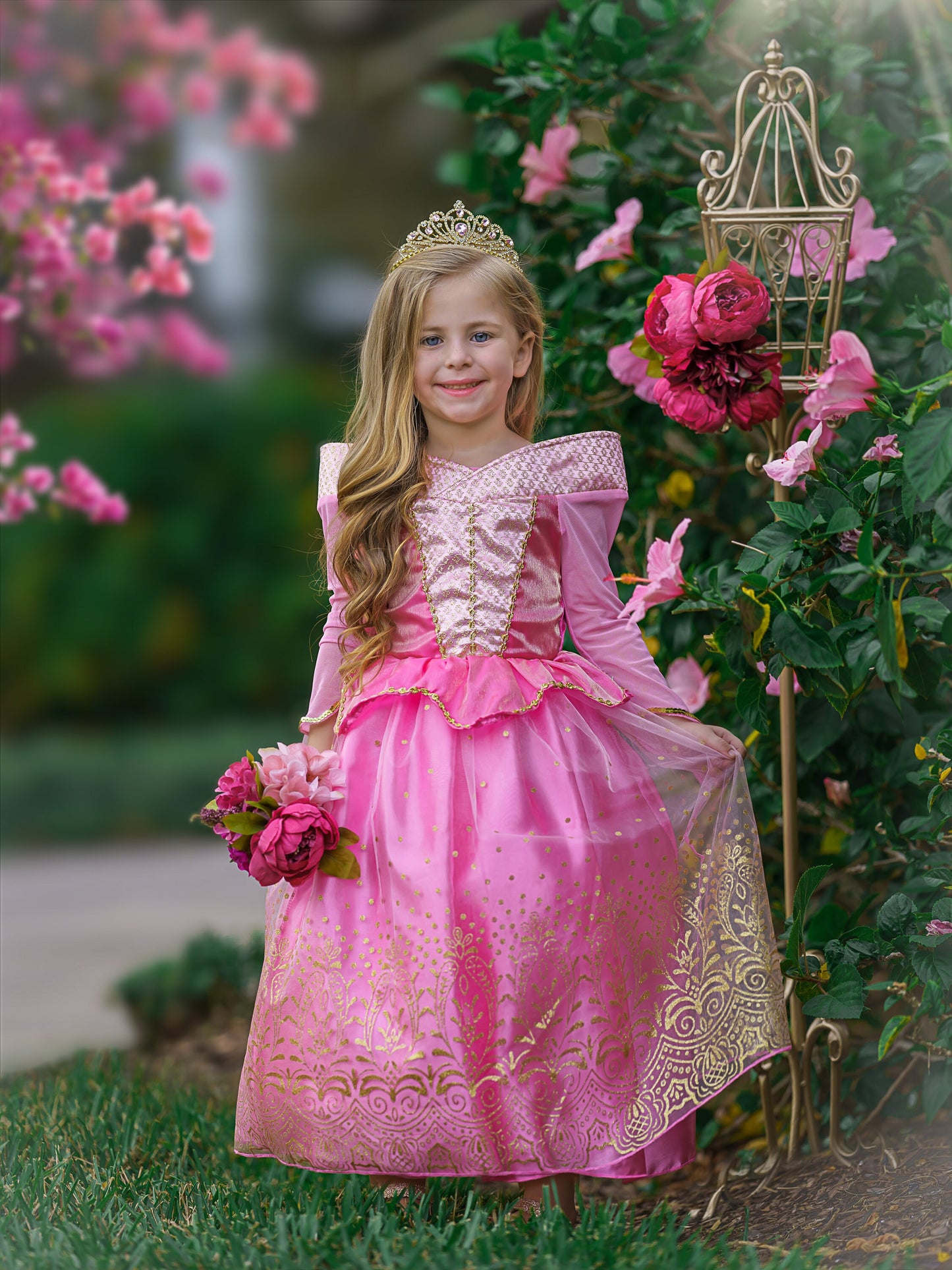 Sleeping Beauty Inspired Princess Ball Gown Dress-Up Set, Ideal for Girls' Birthday Parties, Christmas Gift