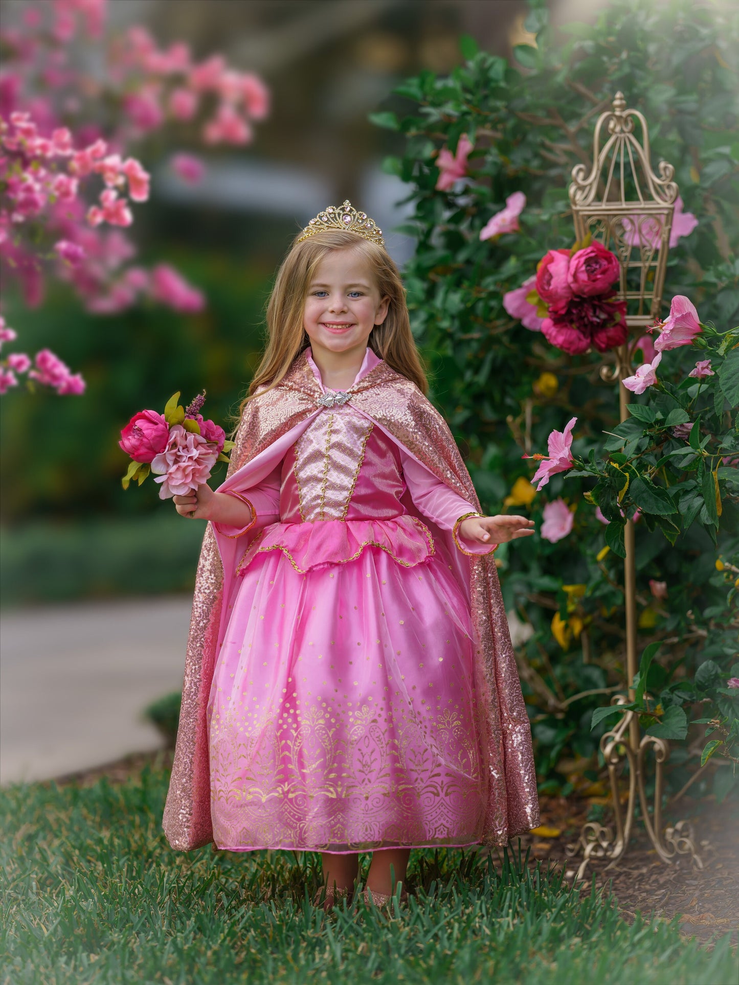 Sleeping Beauty Inspired Princess Ball Gown Dress-Up Set, Ideal for Girls' Birthday Parties, Christmas Gift