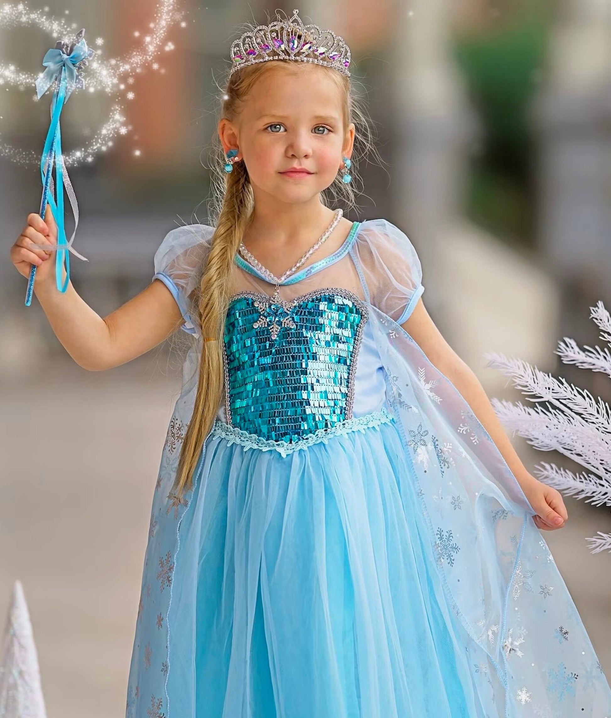 Ice Queen Princess Dress Up Costume Set for Girls - Inspired by Frozen's Elsa