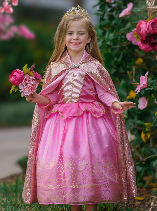 Sleeping Beauty Inspired Princess Ball Gown Dress-Up Set, Ideal for Girls' Birthday Parties, Christmas Gift